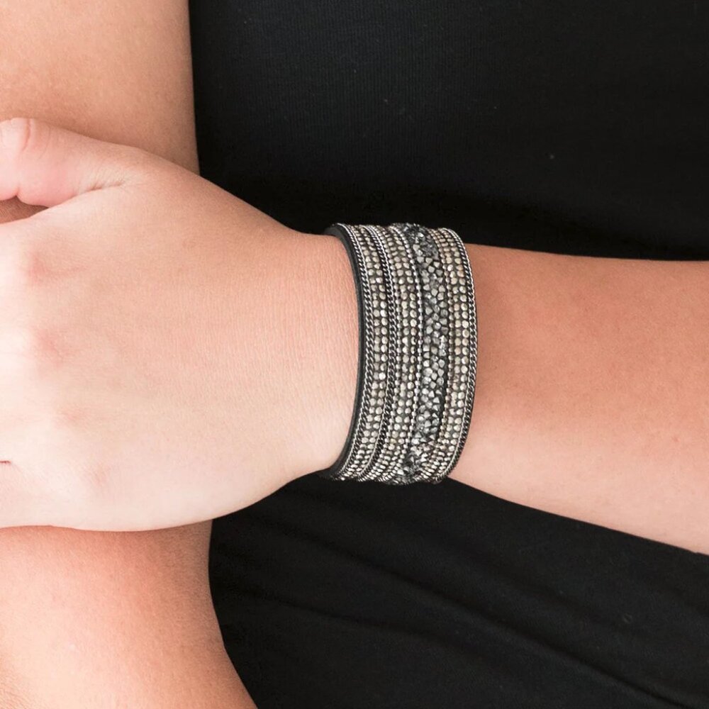 Paparazzi Jewelry Accessories - Really Rock Band- Silver Bracelet - Vintage